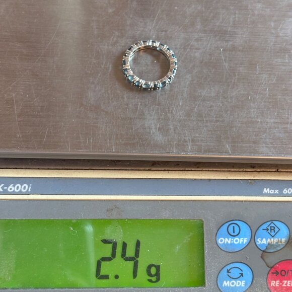 Sterling Silver 925 Blue Topaz Prong Set Eternity Band Stackable Ring Size 7 - Picture 9 of 9